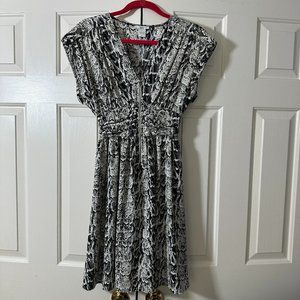 BAR III Snakeskin Print Zipper Front Cinched Waist Short Sleeve Dress Medium